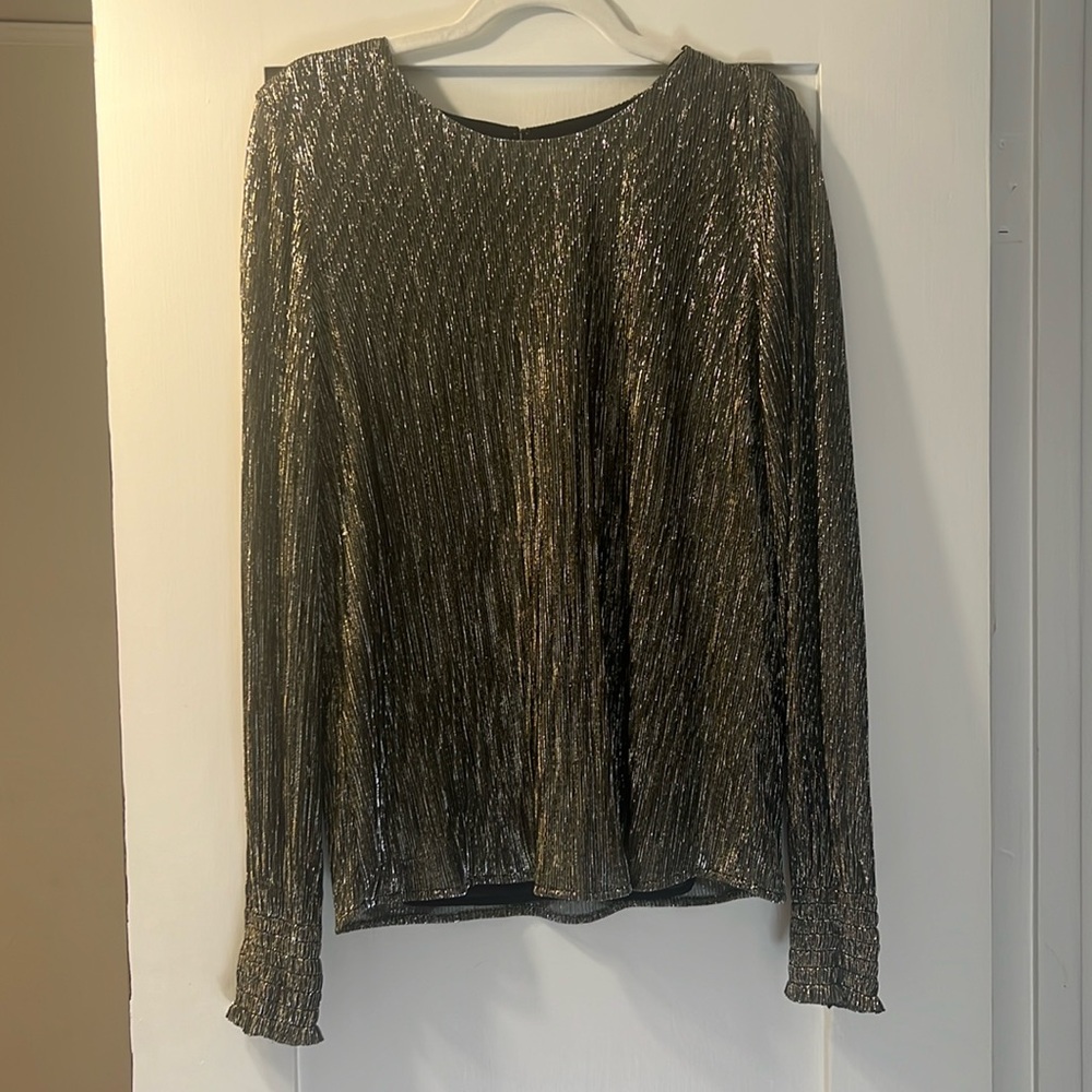 Banana Republic Gold/Black Metallic Top Size Large